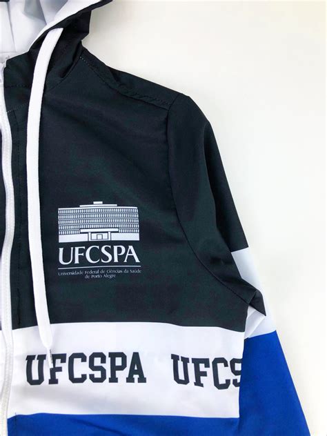 Jaqueta Corta Vento Preta E Azul Faixa Personalizada Faculdade Ufcspa