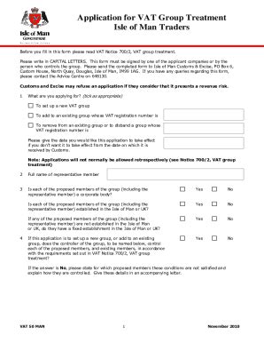 Fillable Online Vat Man Application For Vat Group Treatment Fax