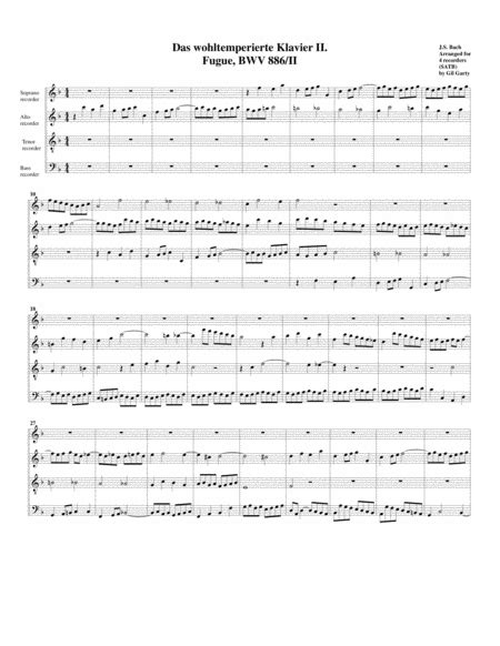 Fugue From Das Wohltemperierte Klavier II BWV 886 II Arrangement For