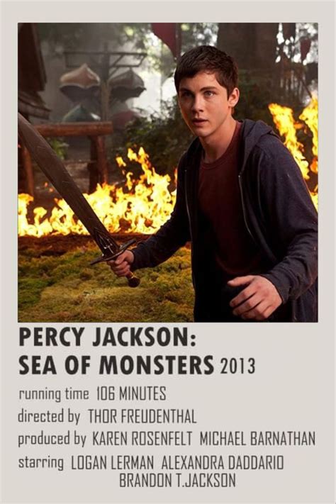 The Poster For Percy Jacksons Sea Of Monsters Is Shown In Front Of Fire