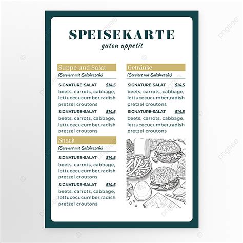 German Textured Colorful Restaurant Coffee Shop Order Menu Template