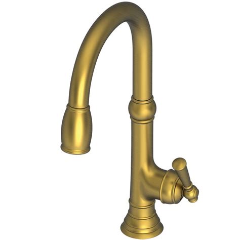 Newport Brass 2470 5103 06 Antique Brass Jacobean Kitchen Faucet With Metal Lever Handle And