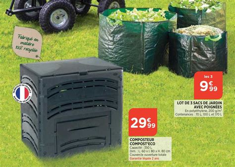 Promo Composteur Compost eco Lot De 3 Sacs De Jardin Avec Poignées