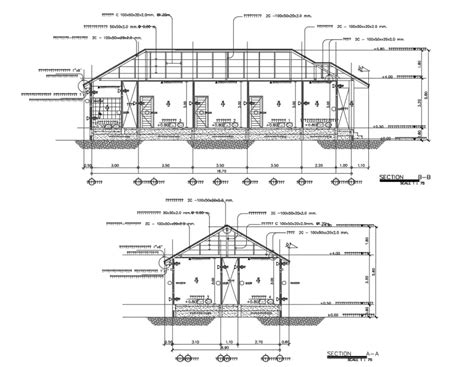 House Main And Cut Constructive Section Cad Drawing Details Dwg File