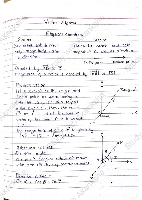 Solution Maths Vector Algebra Notes Studypool