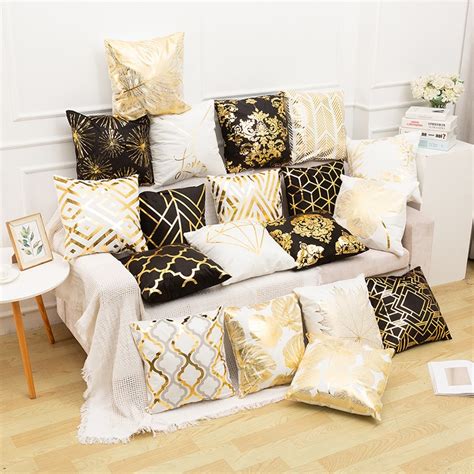 45cm Stamping Gold Pillowcase Retro European Style Sofa Cushion Cover