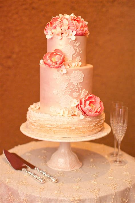 Cakes And Desserts Photos Blush And Ruffled Wedding Cake Inside Weddings