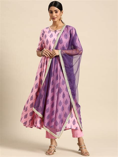 All About You Women Pink Ethnic Motifs Printed Pure Cotton Kurta With