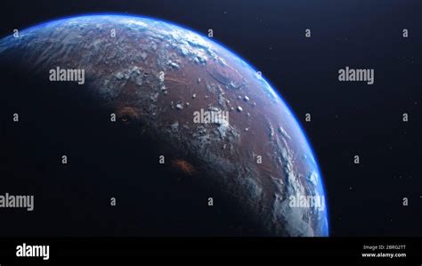 3D rendering of the process of terraforming Mars. The phased appearance ...