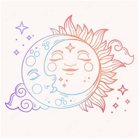 Premium Vector | Watercolor sun and moon drawing illustration