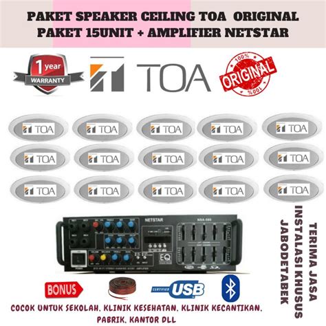 Jual Paket Sound System Indoor Speaker Ceiling TOA 6 Inch Ampli Netstar