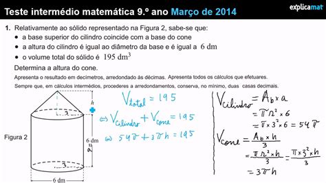 Volumes E Áreas Teste Intermédio 9 º Ano Youtube