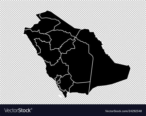 Saudi Arabia Map High Detailed Black Map Vector Image