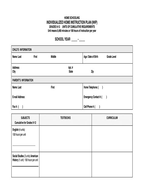 2007 Form Ny Individualized Home Instruction Plan Ihip Grades 9 12