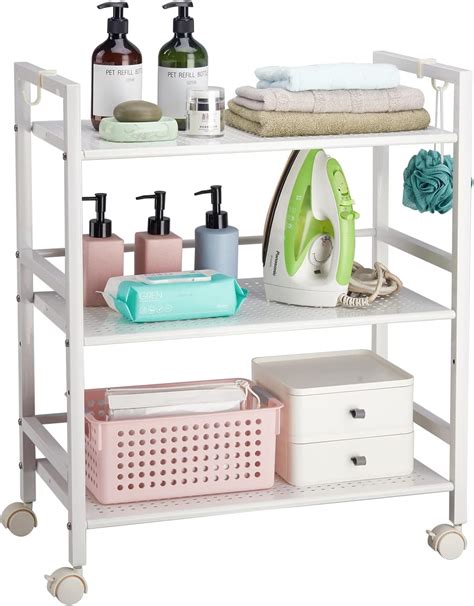 Buy Singaye 3 Shelf Metal Rolling Utility Cart Storage Organizer Cart