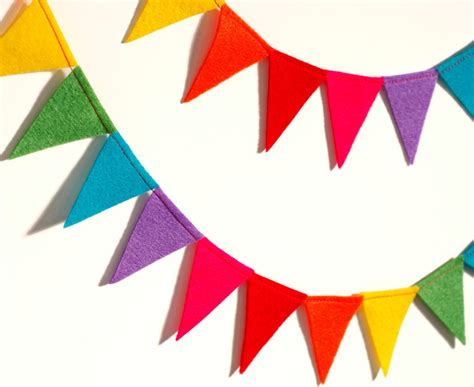 Festive Rainbow Felt Flag Bunting Banner Garland 6 Ft Etsy