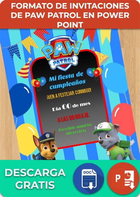 Invitaciones De Paw Patrol Powerpoint Canva Ejemplos Y Plantillas