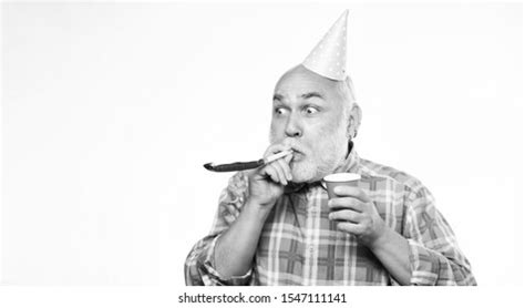 Elderly People Man Bearded Grandpa Birthday Stock Photo