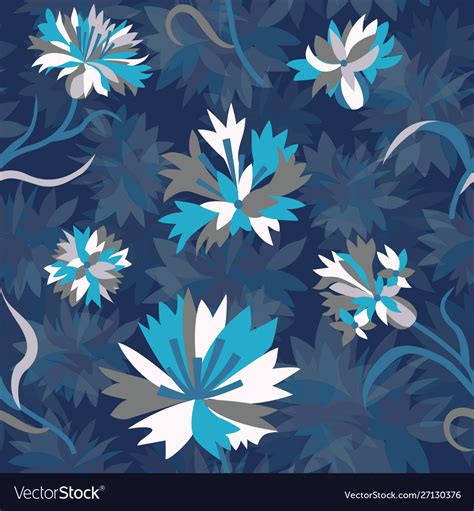 Seamless Floral Pattern With Blue Corn Flowers Vector Image