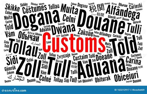 Customs Word Cloud In Different Languages Stock Illustration