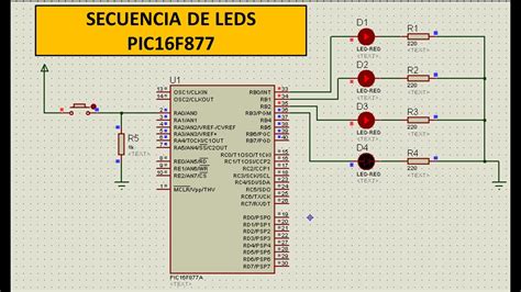 Secuencia De Leds Con Microcontrolador Pic F Lenguaje C Youtube