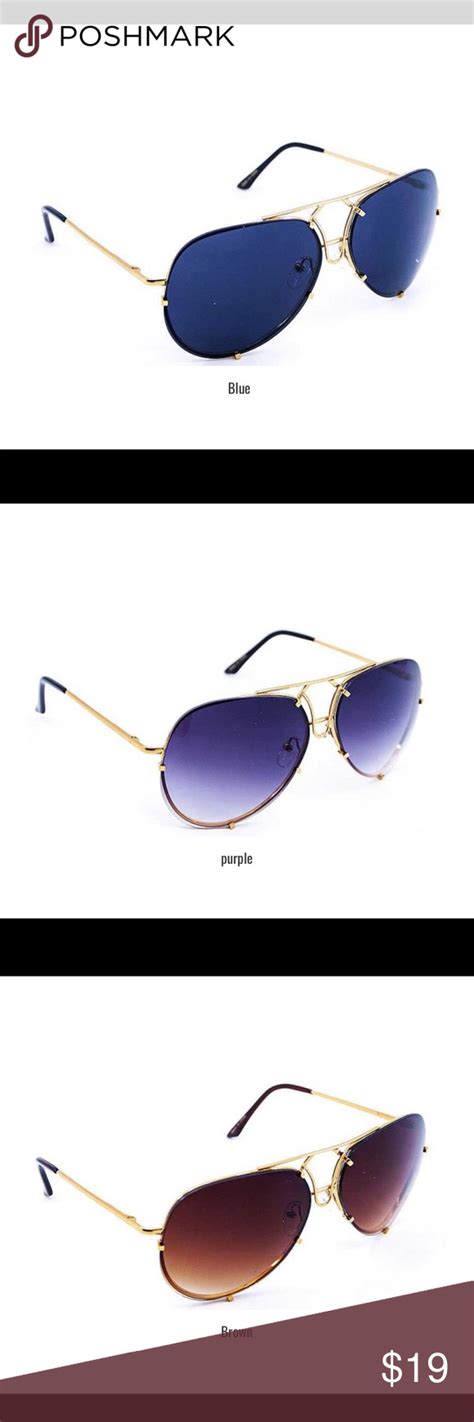 Stylish Aviator Sunglasses 🔥🤗 Rimless Fashion Aviator Sunglasses 😎 w/gold tone trim and spring ...