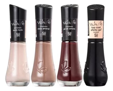 Kit Esmalte Vult Tons Nude Marrom Cores Top Coat Mercadolivre
