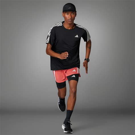 Adidas Own The Run 3 Stripes Tee Black Adidas Uae