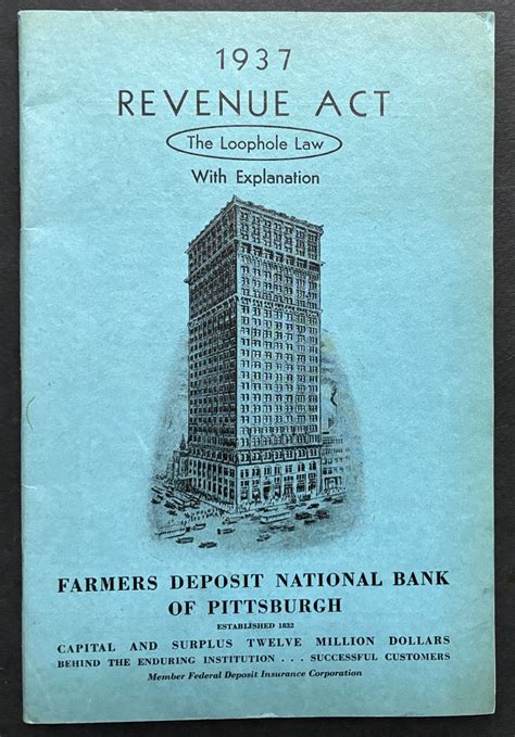 1937 Revenue Act, The Loophole Law, With Explanation | First Printing