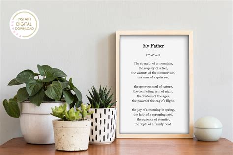 My Father My Hero Printable Poem For Dad Digital Download Fathers Day