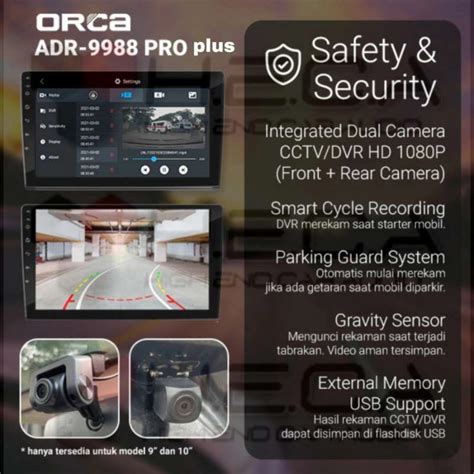 Jual Orca Adr 9988 Pro 10 Dual Camera Dvr Android Head Unit Recorder