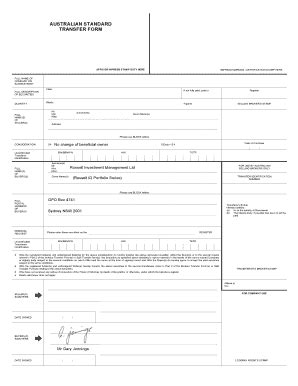 Australian Standard Transfer Form Fill Online Printable Fillable