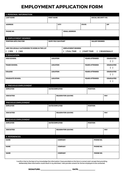 Job Application Form Employment Application Form Job Application