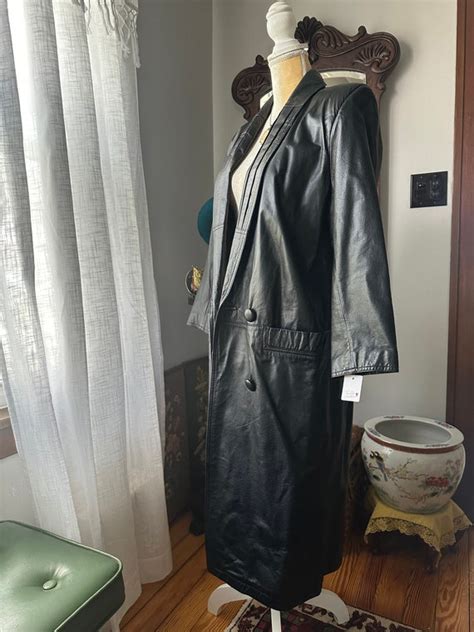 1990s Black Leather Jacket 90s Black Leather Coat V Gem