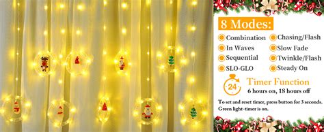 Globalink Curtain Fairy Lights M Led Christmas Window Lights Indoor