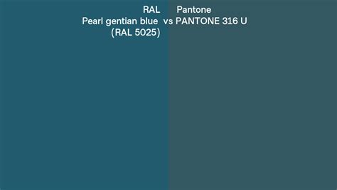 Ral Pearl Gentian Blue Ral 5025 Vs Pantone 316 U Side By Side Comparison