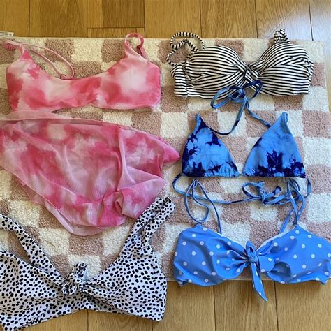 Bikini Sets Pink Bikini Blue Bikini Polka Dot Depop
