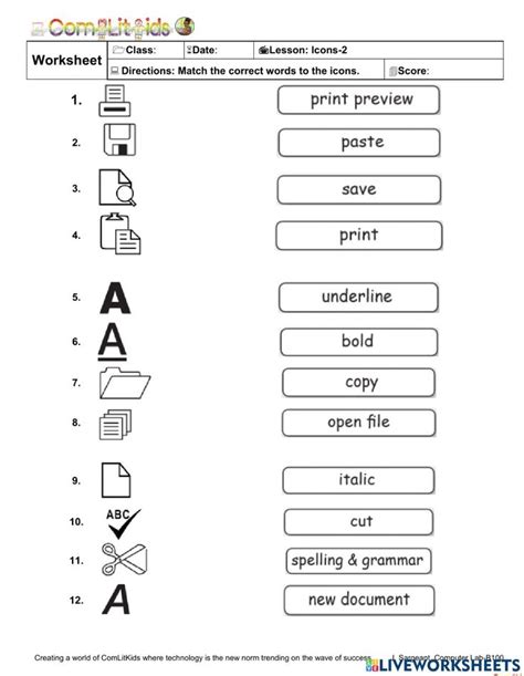 Icons Worksheet Computer Lessons Computer Basics Worksheets