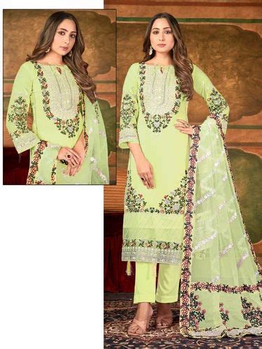 Georgette Embroidered Ladies Designer Pakistani Suits Semi Stitched At