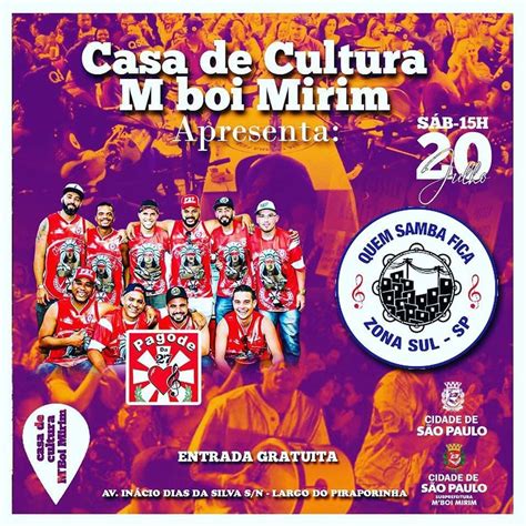 CASA DE CULTURA DE M BOI MIRIM Sábado tem roda de Samba na Casa de Cultura