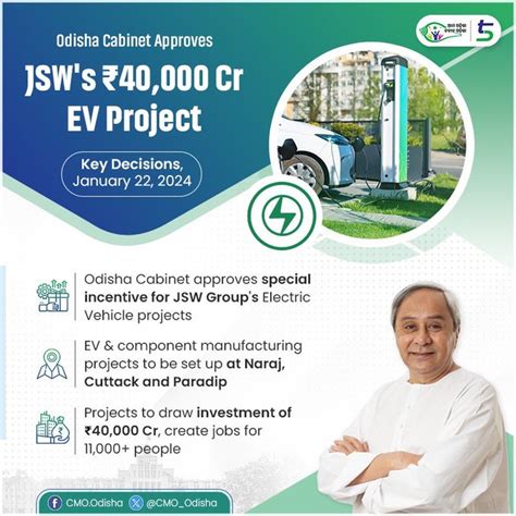 Odisha Welcomes First Ev Manufacturing Industrial Projects By The Jsw