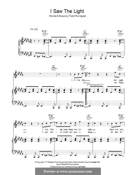 I Saw the Light by T. Rundgren - sheet music on MusicaNeo