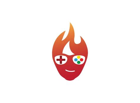 Gamer Cabeza De Fuego Consola De Pelo S Mbolo Sonrisa Vector Logotipo