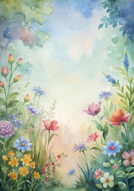 Vetores e ilustrações de Fundo jardim encantado aquarelado para