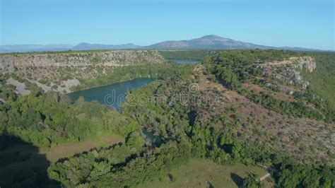 Aerial View Of Brljan Lake In Croatia In Canyon Of The Krka River Stock