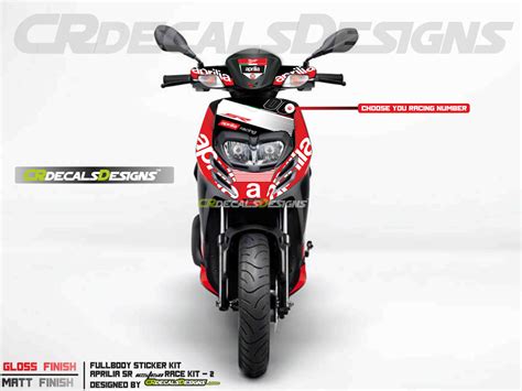 APRILIA SR 125 150 Custom Decals Wrap Stickers RACE Edition Kit CR