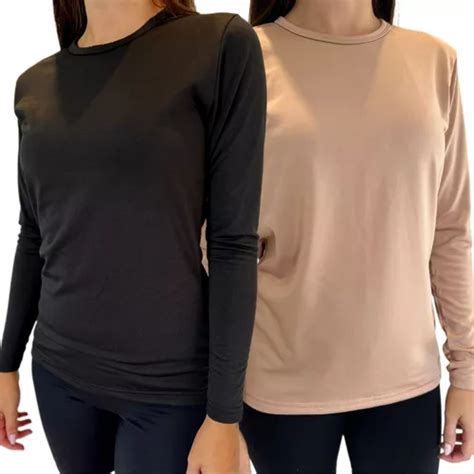 Kit 2 Blusa Térmica Manga Longa Feminina Peluciada Inverno MercadoLivre