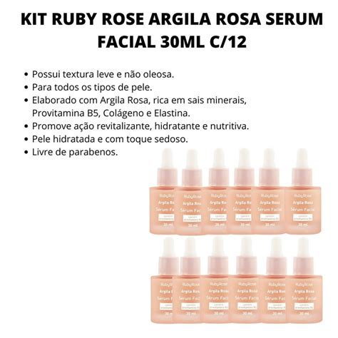 KIT RUBY ROSE ARGILA ROSA SERUM FACIAL 30ML C 12