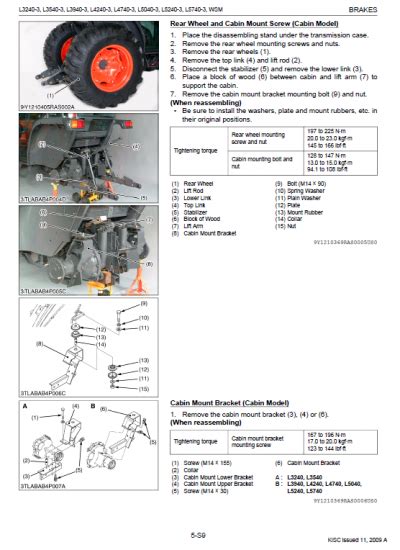 Kubota L3240 3 L3540 3 L3940 3 L4240 3 Tractor Workshop Manual