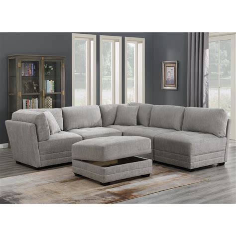 Mstar International Norris 6 Piece Modular Fabric Sectional Sofa With